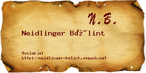 Neidlinger Bálint névjegykártya